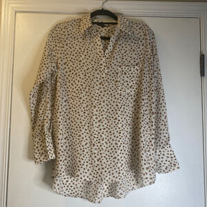 Women's Pleione Floral Print Blouse White/Brown Size S